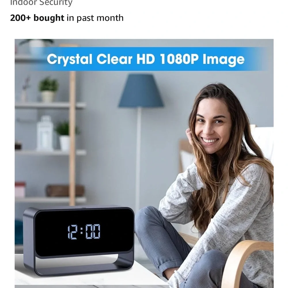 Nanny Cam Clock with Video, 4K FHD Wireless Hidden Camera, Auto Mini spy Camera